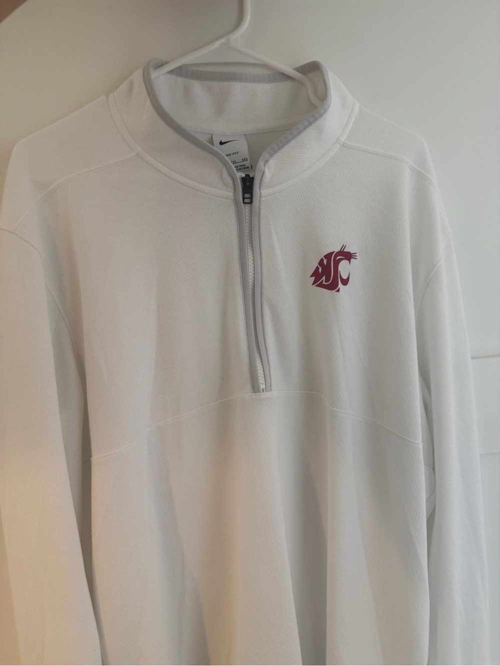 Nike White Men's Quarter-Zip Pullover with WSU logo